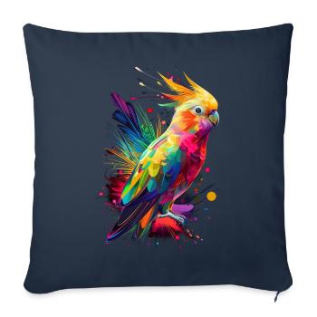 Perroquet calopsitte oiseau Pop Art - Housse de coussin décorative 45 x 45 cm - bleu marine - Devant