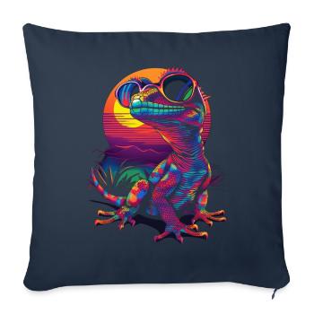 Lunettes de soleil Gecko Lizard à crête Sunset - Housse de coussin décorative 45 x 45 cm - bleu marine - Devant