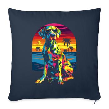 Lunettes de soleil pour chien dalmatien plage coucher de soleil - Housse de coussin décorative 45 x 45 cm - bleu marine - Devant