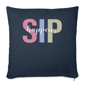 Le buveur de vin boit un verre de vin - Housse de coussin décorative 45 x 45 cm - bleu marine - Devant