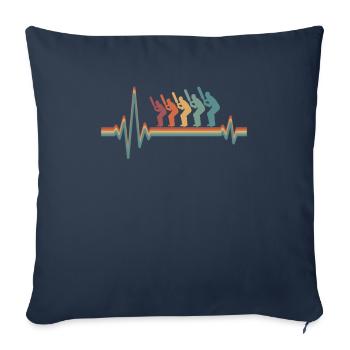 Battement de cœur d’ECG de cricket - Housse de coussin décorative 45 x 45 cm - bleu marine - Devant