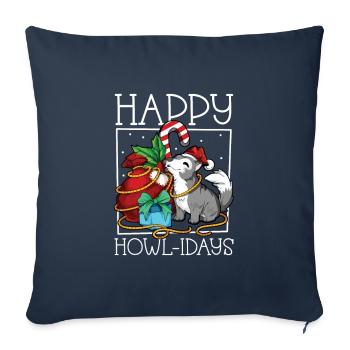 Joyeux Hurlement - Loup de Noël - Housse de coussin décorative 45 x 45 cm - bleu marine - Devant