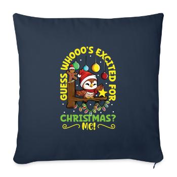 Guess whooo's excited for Christmas - Eule - Sofa pillowcase 17,3'' x 17,3'' (45 x 45 cm) - navy - Front