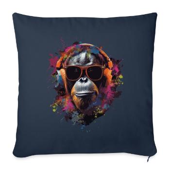 orang-outan - Housse de coussin décorative 45 x 45 cm - bleu marine - Devant