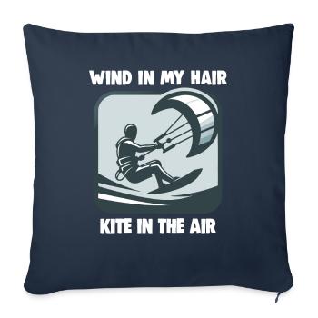 Kitesurfing Wind in my hair kite in the air - Sofa pillowcase 17,3'' x 17,3'' (45 x 45 cm) - navy - Front