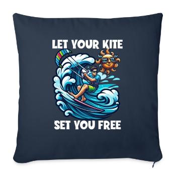 Kitesurfing Let Your Kite Set You Free Kitesurfer - Sofa pillowcase 17,3'' x 17,3'' (45 x 45 cm) - navy - Front