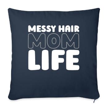 Maman Maman Chignon Désordonné Vie de Maman - Housse de coussin décorative 45 x 45 cm - bleu marine - Devant