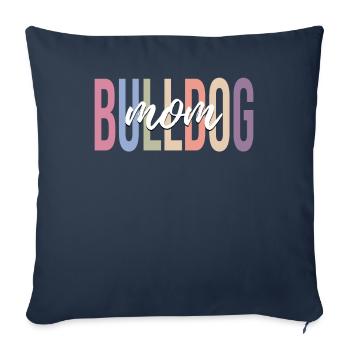 Amoureux des bouledogues - Housse de coussin décorative 45 x 45 cm - bleu marine - Devant
