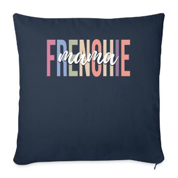 Bouledogue français amoureux Chien français - Housse de coussin décorative 45 x 45 cm - bleu marine - Devant