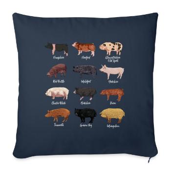 Dessins de porcs - Races de porcs - Housse de coussin décorative 45 x 45 cm - bleu marine - Devant