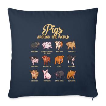 Verschiedene Cartoon Schweine - Sofakissenbezug 45 x 45 cm - Navy - Vorne