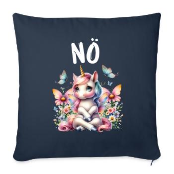 Licorne disant non Garçon et fille Créature mythique - Housse de coussin décorative 45 x 45 cm - bleu marine - Devant