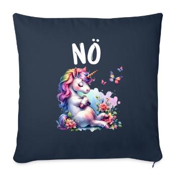 Licorne disant non Garçon et fille Créature mythique - Housse de coussin décorative 45 x 45 cm - bleu marine - Devant