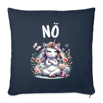 Licorne disant non Garçon et fille Créature mythique - Housse de coussin décorative 45 x 45 cm - bleu marine - Devant