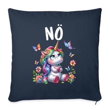 Licorne disant non Garçon et fille Créature mythique - Housse de coussin décorative 45 x 45 cm - bleu marine - Devant