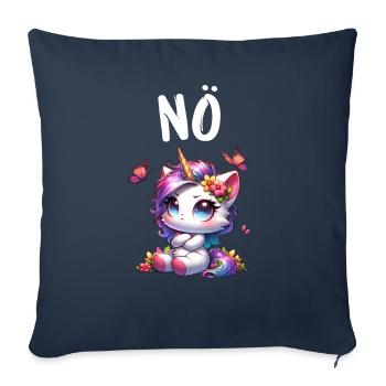 Licorne disant non Garçon et fille Créature mythique - Housse de coussin décorative 45 x 45 cm - bleu marine - Devant