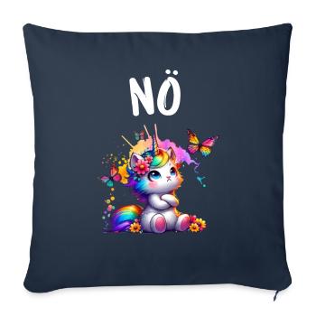 Licorne disant non Garçon et fille Créature mythique - Housse de coussin décorative 45 x 45 cm - bleu marine - Devant