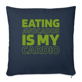 Citation cardio amusante à l’avocat - Housse de coussin décorative 45 x 45 cm - bleu marine - Devant