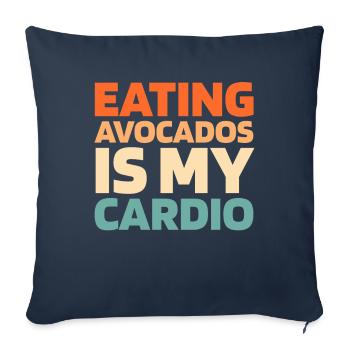Citation cardio amusante à l’avocat - Housse de coussin décorative 45 x 45 cm - bleu marine - Devant