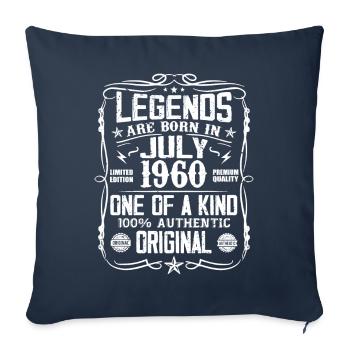 Né en Juillet 1960 Anniversaire 1960 Juillet 1960 - Housse de coussin décorative 45 x 45 cm - bleu marine - Devant