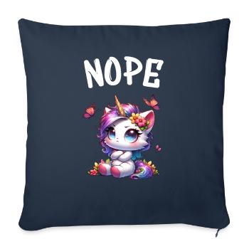 Licorne disant non Garçon et fille Créature mythique - Housse de coussin décorative 45 x 45 cm - bleu marine - Devant