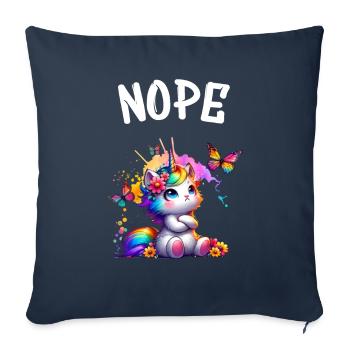 Licorne disant non Garçon et fille Créature mythique - Housse de coussin décorative 45 x 45 cm - bleu marine - Devant