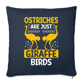 Les autruches ne sont que des oiseaux girafes Les autruches sont des girafes - Housse de coussin décorative 45 x 45 cm - bleu marine - Devant