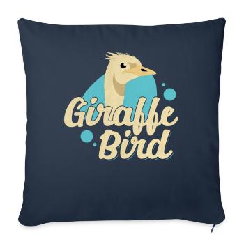 Illustration drôle d’oiseau girafe amoureux de l’autruche pour - Housse de coussin décorative 45 x 45 cm - bleu marine - Devant