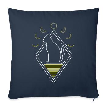 Chat Abstrait Phases de Lune - Housse de coussin décorative 45 x 45 cm - bleu marine - Devant