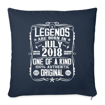 Né en Juillet 2018 Anniversaire 2018 Juillet 2018 - Housse de coussin décorative 45 x 45 cm - bleu marine - Devant
