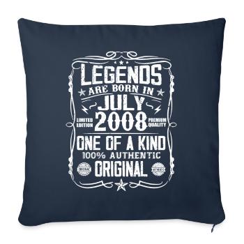 Born in July 2008 Birthday 2008 July 2008 - Sofa pillowcase 17,3'' x 17,3'' (45 x 45 cm) - navy - Front