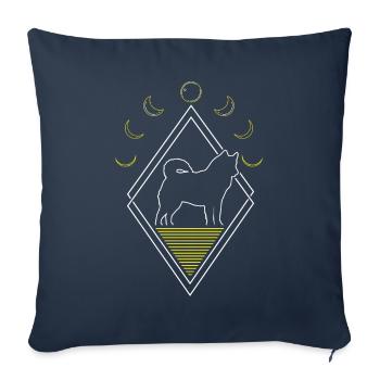 Husky de Sibérie Abstrait Phases de Lune - Housse de coussin décorative 45 x 45 cm - bleu marine - Devant