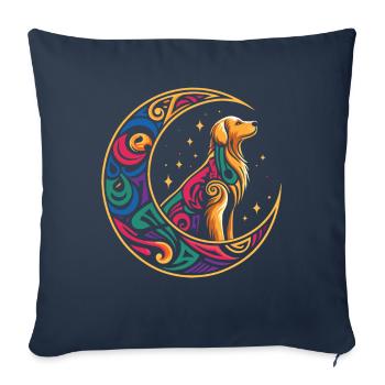 Golden Retriever Tribal Moon - Housse de coussin décorative 45 x 45 cm - bleu marine - Devant