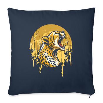 Hurlement de la lune guépard - Housse de coussin décorative 45 x 45 cm - bleu marine - Devant