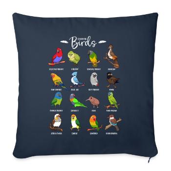 Lots of colorful birds - Sofa pillowcase 17,3'' x 17,3'' (45 x 45 cm) - navy - Front