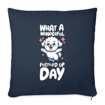 Bichon Frize Drôle Jour de merde - Housse de coussin décorative 45 x 45 cm - bleu marine - Devant