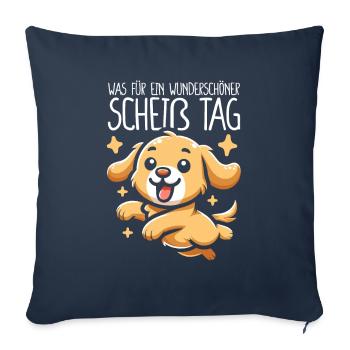 Golden Retriever Drôle - Housse de coussin décorative 45 x 45 cm - bleu marine - Devant