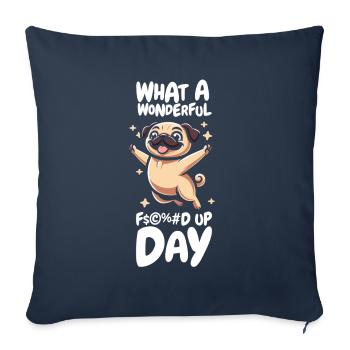Carlin Chien Drôle Jour de merde - Housse de coussin décorative 45 x 45 cm - bleu marine - Devant