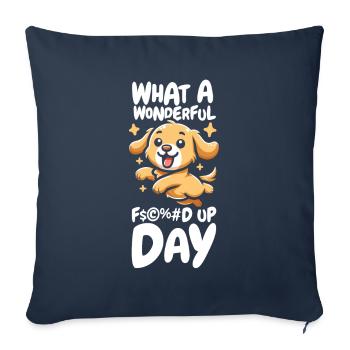 Golden Retriever Drôle de journée de merde - Housse de coussin décorative 45 x 45 cm - bleu marine - Devant