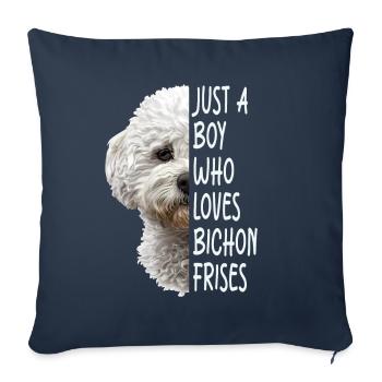 Bichon Frisé - Housse de coussin décorative 45 x 45 cm - bleu marine - Devant