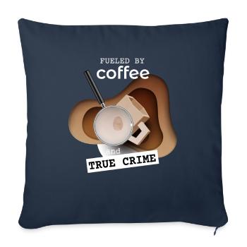 Café et vrais fans de crimes - Housse de coussin décorative 45 x 45 cm - bleu marine - Devant