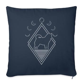 Husky de Sibérie Phases de Lune - Housse de coussin décorative 45 x 45 cm - bleu marine - Devant