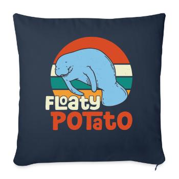 Lamantin drôle Lamantin Flottant Patate Illustration - Housse de coussin décorative 45 x 45 cm - bleu marine - Devant
