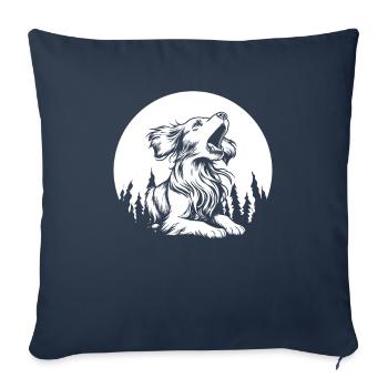 Épagneul breton Moon Hurlement - Housse de coussin décorative 45 x 45 cm - bleu marine - Devant