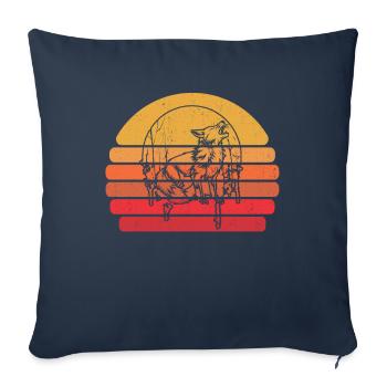 Hurlement de la lune du renard - Housse de coussin décorative 45 x 45 cm - bleu marine - Devant