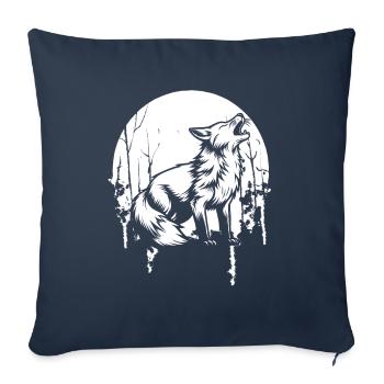 Hurlement de la lune du renard - Housse de coussin décorative 45 x 45 cm - bleu marine - Devant