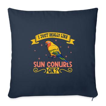 J’adore ma perruche soleil - Housse de coussin décorative 45 x 45 cm - bleu marine - Devant