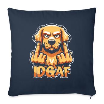 Golden Retriever : Je n’en ai rien à - Housse de coussin décorative 45 x 45 cm - bleu marine - Devant