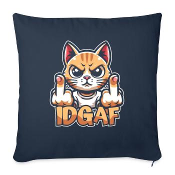 Cat I don't give a Idgaf - Sofa pillowcase 17,3'' x 17,3'' (45 x 45 cm) - navy - Front