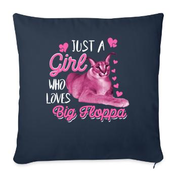 Big Floppa Caracal Cat Meme Girl Who Loves Big Flo - Sofa pillowcase 17,3'' x 17,3'' (45 x 45 cm) - navy - Front